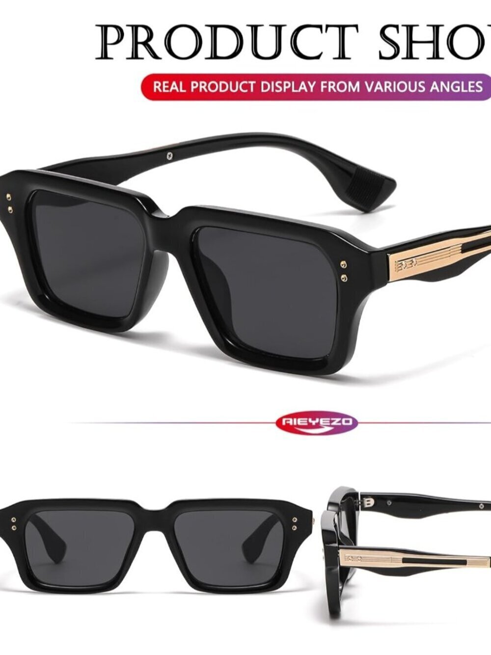 Retro Rectangle Sunglasses for Men and Women Fashion Square Frame Shades
